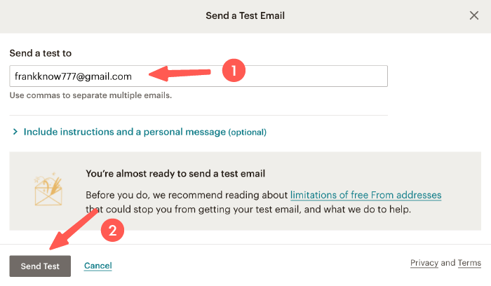 MailChimp教學 ：發送測試信件