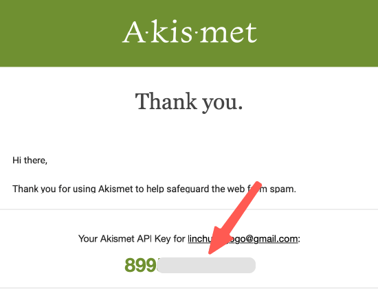 Akismet 外掛教學：複製 API Key 憑證
