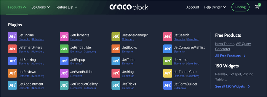 Crocoblock 內含多種功能模組
