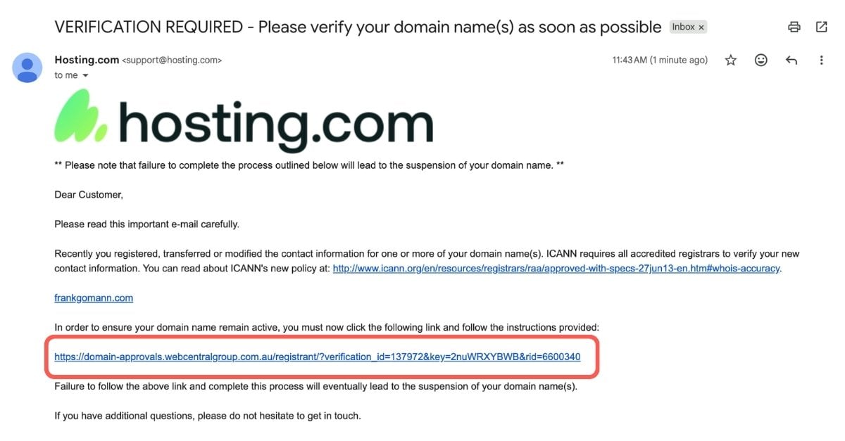 進行網域 ICANN 驗證
