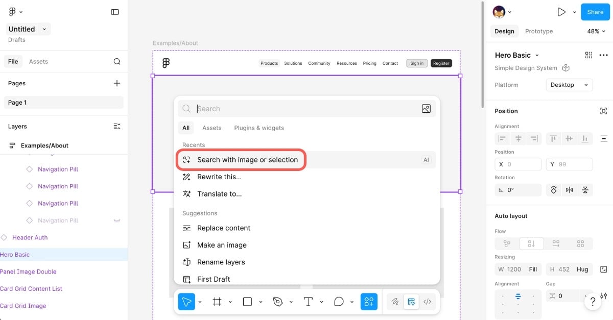Search with image or selection 上傳圖片搜尋