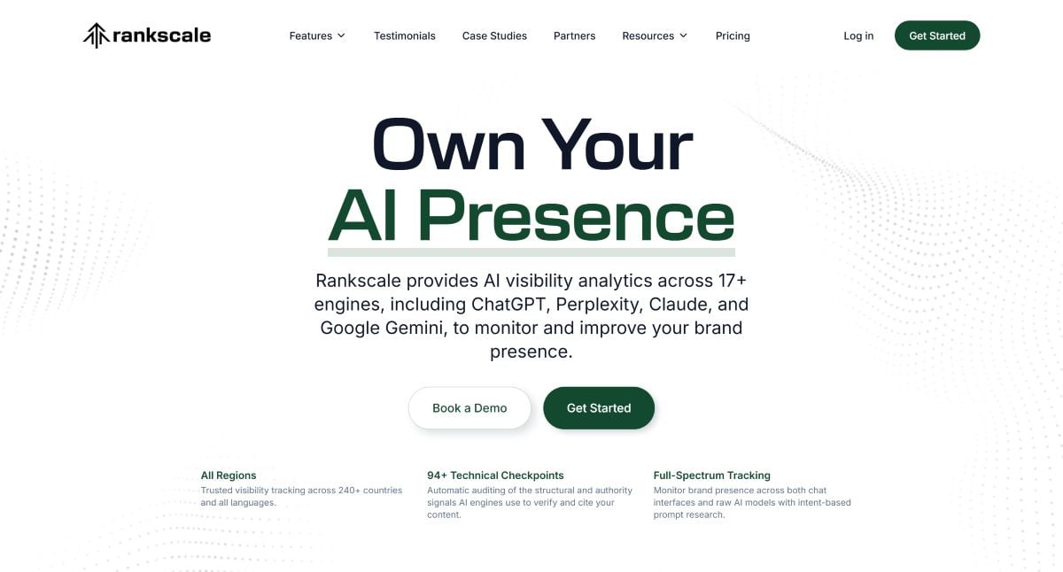 Rankscale 提供 17+ 種引擎的 AI 可見度分析